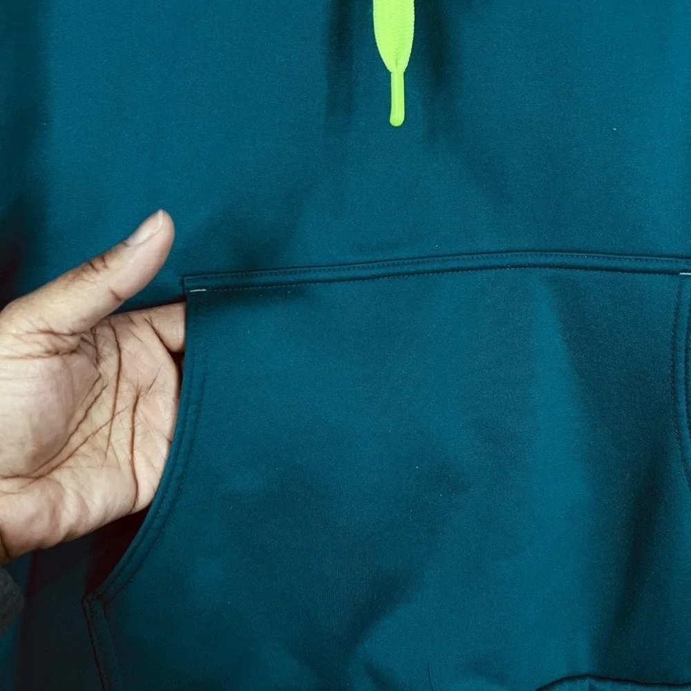 The North Face Mens Teal Blue Pullover Hoodie w/ logo - Size Large